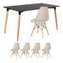 Imagem de KIT - Mesa de jantar retangular Eames 80 x 140 cm preto + 4 cadeiras Eiffel DSW