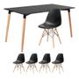 Imagem de KIT - Mesa de jantar retangular Eames 80 x 140 cm preto + 4 cadeiras Eiffel DSW