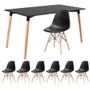 Imagem de KIT - Mesa de jantar retangular Eames 80 x 140 cm preto + 6 cadeiras Eiffel DSW