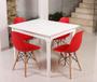 Imagem de Kit Mesa De Jantar Robust 110x90 Branca + 04 Cadeiras Charles Eames - Vermelho