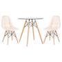 Imagem de KIT - Mesa de vidro Eames 70 cm + 2 cadeiras estofadas Eiffel Botonê