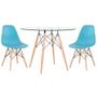 Imagem de KIT - Mesa Eames com tampo de vidro 100 cm + 2 cadeiras Eiffel DSW