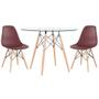 Imagem de KIT - Mesa Eames com tampo de vidro 100 cm + 2 cadeiras Eiffel DSW