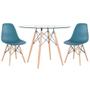 Imagem de KIT - Mesa Eames com tampo de vidro 100 cm + 2 cadeiras Eiffel DSW