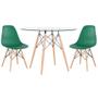 Imagem de KIT - Mesa Eames com tampo de vidro 100 cm + 2 cadeiras Eiffel DSW