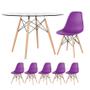 Imagem de KIT - Mesa Eames com tampo de vidro 120 cm + 5 cadeiras Eiffel DSW