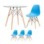 Imagem de KIT - Mesa Eames com tampo de vidro 80 cm + 3 cadeiras Eiffel DSW