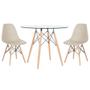 Imagem de KIT - Mesa Eames com tampo de vidro 90 cm + 2 cadeiras Eiffel DSW