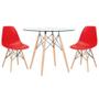 Imagem de KIT - Mesa Eames com tampo de vidro 90 cm + 2 cadeiras Eiffel DSW