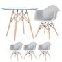Imagem de KIT - Mesa Eames com tampo de vidro 90 cm + 3 cadeiras Eiffel DAW