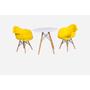 Imagem de Kit Mesa Eiffel Branca 120cm + 2 Cadeiras Charles Eames Wood - Daw - Com Braços - Design - Amarela
