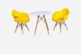 Imagem de Kit Mesa Eiffel Branca 120cm + 2 Cadeiras Charles Eames Wood - Daw - Com Braços - Design - Amarela