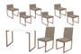 Imagem de Kit Mesa Escrivaninha com 2 Cadeiras Stan e 6 Poltronas Lee Tampo Branco Ferro Bronze Suede Bege - Ahz Móveis