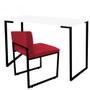 Imagem de Kit Mesa Escrivaninha Stan e Cadeira Lee Industrial Escritório Tampo Branco Preto material sintético Vermelho - Ahz Móveis