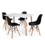 Imagem de Kit Mesa Jantar Eiffel 120x80cm Branca + 4 Cadeiras Charles Eames - Preta