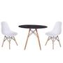 Imagem de kit Mesa Jantar Eiffel 80cm Preta + 2 Cadeiras Charles Eames - Branca