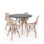 Imagem de kit Mesa Jantar Eiffel 80cm Preta + 4 Cadeiras Charles Eames - Nude