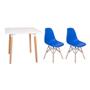 Imagem de Kit Mesa Jantar Eiffel 80x80 Branca + 02 Cadeiras Charles Eames - Azul