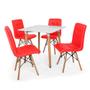 Imagem de Kit Mesa Jantar Eiffel 80x80 Branca + 04 Cadeiras Gomos - Vermelha