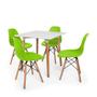 Imagem de Kit Mesa Jantar Eiffel 80x80cm Branca + 04 Cadeiras Charles Eames - Verde 