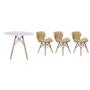 Imagem de Kit Mesa Jantar Eiffel 90cm Branca + 03 Cadeiras Slim - Nude