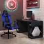 Imagem de Kit Mesa Para PC Gamer Destiny Preto com Cadeira Gamer TGC12 ThunderX3 Preto Azul - Lyam Decor
