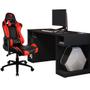 Imagem de Kit Mesa Para PC Gamer Destiny Preto com Cadeira Gamer TGC12 ThunderX3 Preto Vermelho - Lyam Decor