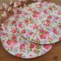 Imagem de Kit Mesa Posta 04 Bases MDF 35CM + 04 Capas de Sousplat Em Tecido Floral Rosa Tricoline 100% Algodão