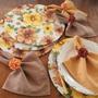 Imagem de Kit mesa posta de sousplat americano tecido floral ouro 10un