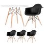 Imagem de KIT - Mesa redonda Eames 100 cm branco + 3 cadeiras Eiffel DAW