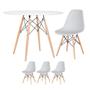 Imagem de KIT - Mesa redonda Eames 100 cm branco + 3 cadeiras Eiffel DSW