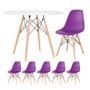 Imagem de KIT - Mesa redonda Eames 100 cm branco + 5 cadeiras Eiffel DSW