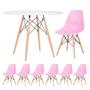 Imagem de KIT - Mesa redonda Eames 100 cm branco + 6 cadeiras Eiffel DSW