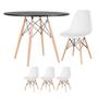 Imagem de KIT - Mesa redonda Eames 100 cm preto + 3 cadeiras Eiffel DSW