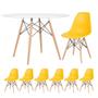 Imagem de KIT - Mesa redonda Eames 120 cm branco + 6 cadeiras Eiffel DSW