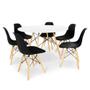 Imagem de Kit - Mesa Redonda Eames 120 Cm Branco + 6 Cadeiras Eiffel Dsw Preto