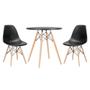Imagem de KIT - Mesa redonda Eames 70 cm preto + 2 cadeiras Eiffel DSW