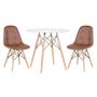 Imagem de KIT - Mesa redonda Eames 80 cm branco + 2 cadeiras estofadas Eiffel Botonê