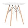 Imagem de KIT - Mesa redonda Eames 80 cm branco + 2 cadeiras estofadas Eiffel Botonê