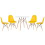 Imagem de KIT - Mesa redonda Eames 80 cm branco + 4 cadeiras estofadas Eiffel Botonê