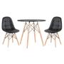 Imagem de KIT - Mesa redonda Eames 80 cm preto + 2 cadeiras estofadas Eiffel Botonê