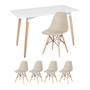 Imagem de KIT - Mesa retangular Eames 60 x 120 cm branco + 4 cadeiras Eiffel DSW