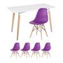 Imagem de KIT - Mesa retangular Eames 60 x 120 cm branco + 4 cadeiras Eiffel DSW