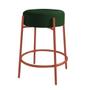 Imagem de Kit Mesa Suspensa de Parede Fixa MDF Castanho + 1 Banqueta Sintra Ferro Rose Gold Suede Verde - Ahazzo Móveis