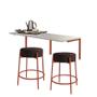 Imagem de Kit Mesa Suspensa de Parede Fixa MDF Marmorizado + 2 Banquetas Sintra Ferro Rose Gold Suede Marrom - Ahazzo Móveis