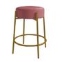 Imagem de Kit Mesa Suspensa de Parede Fixa MDF Rosa + 2 Banquetas Sintra Ferro Dourado Suede Rose - Ahazzo Móveis