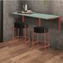 Imagem de Kit Mesa Suspensa de Parede Fixa MDF Verde Oliva + 2 Banquetas Sintra Ferro Rose Gold material sintético Preto - Ahazzo Móveis