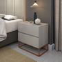 Imagem de Kit Mesas de Cabeceira Eros Off White com Base de Ferro Cobre P/ Quarto