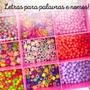 Imagem de Kit Miçangas Infantil Coloridas P/ Montar Pulseiras Maleta Fio de Silicone 2000pçs