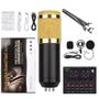 Imagem de Kit Microfone Condensador V8BM800 XLR Dourado com Fio e Interface de Mesa e Braço Articulado